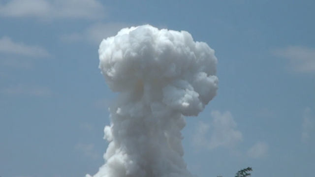 Heavy smoke is seen from the military base. [Photo: Twitter]