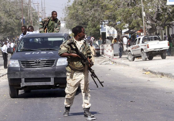 Somali government soldier patrolling street in Mogadishu, [Photo: Archive]