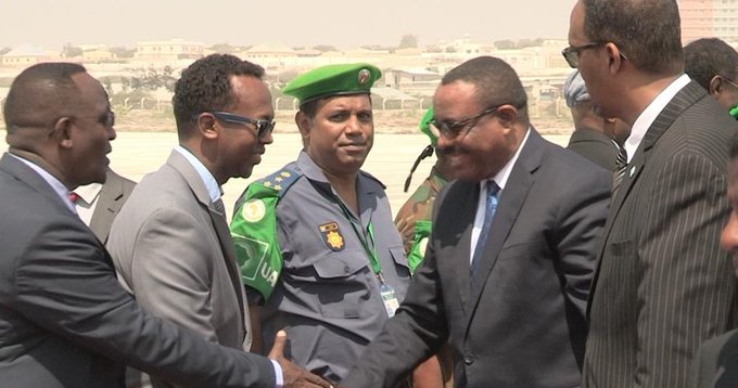 Ethiopian PM’s arrival in Mogadishu[Photo: Twitter]