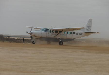 The first flight to land the newly opened Garowe International Airport. [Photo Credit: Dunida Online]